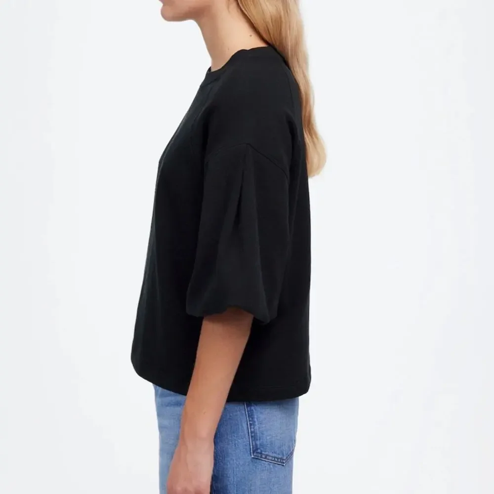 Madewell Puff-Sleeve Sweatshirt Tee Blue Size XXS oversized - Picture 4 of 9